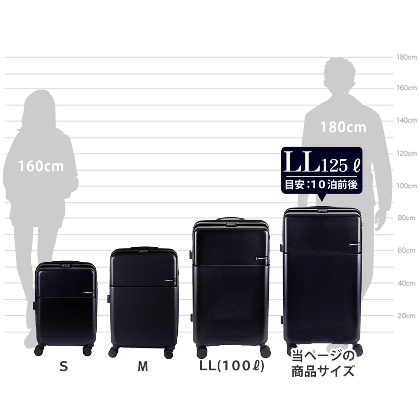 ファースト ワンタッチトップオープン【LL】 125L（拡張時143L）10泊以上 ワンタッチロック ストッパー スマホスタンド ドリンクホルダー 荷物フック