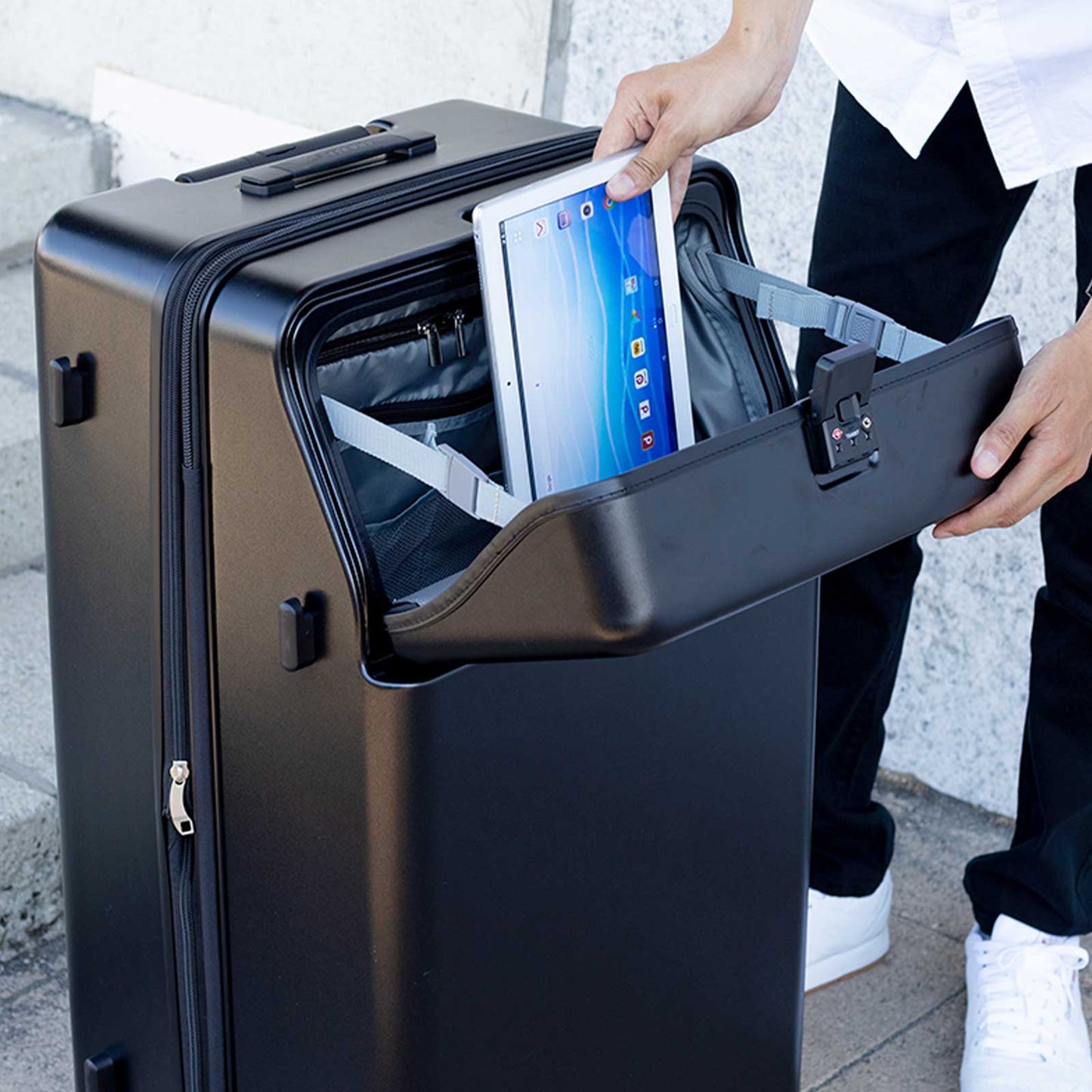 ファースト ワンタッチトップオープン【LL】 125L（拡張時143L）10泊以上 ワンタッチロック ストッパー スマホスタンド ドリンクホルダー 荷物フック