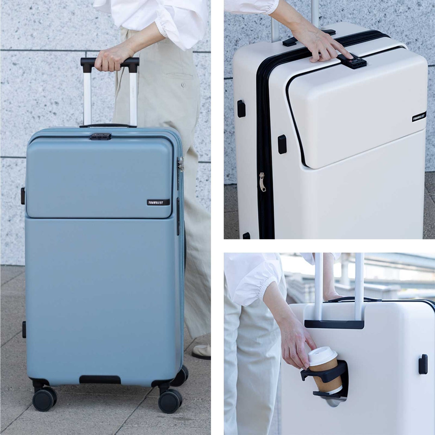 ファースト ワンタッチトップオープン【LL】 100L（拡張時114L） 10泊前後 ワンタッチロック ストッパー スマホスタンド ドリンクホルダー 荷物フック