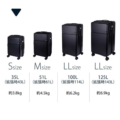 ファースト ワンタッチトップオープン【S】 35L（拡張時43L） 2～3泊 機内持込サイズ ワンタッチロック ストッパー スマホスタンド ドリンクホルダー 荷物フック